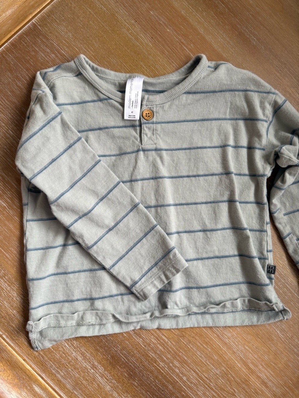 Organic Cotton MM Boys' Blue Striped Long-Sleeve Top